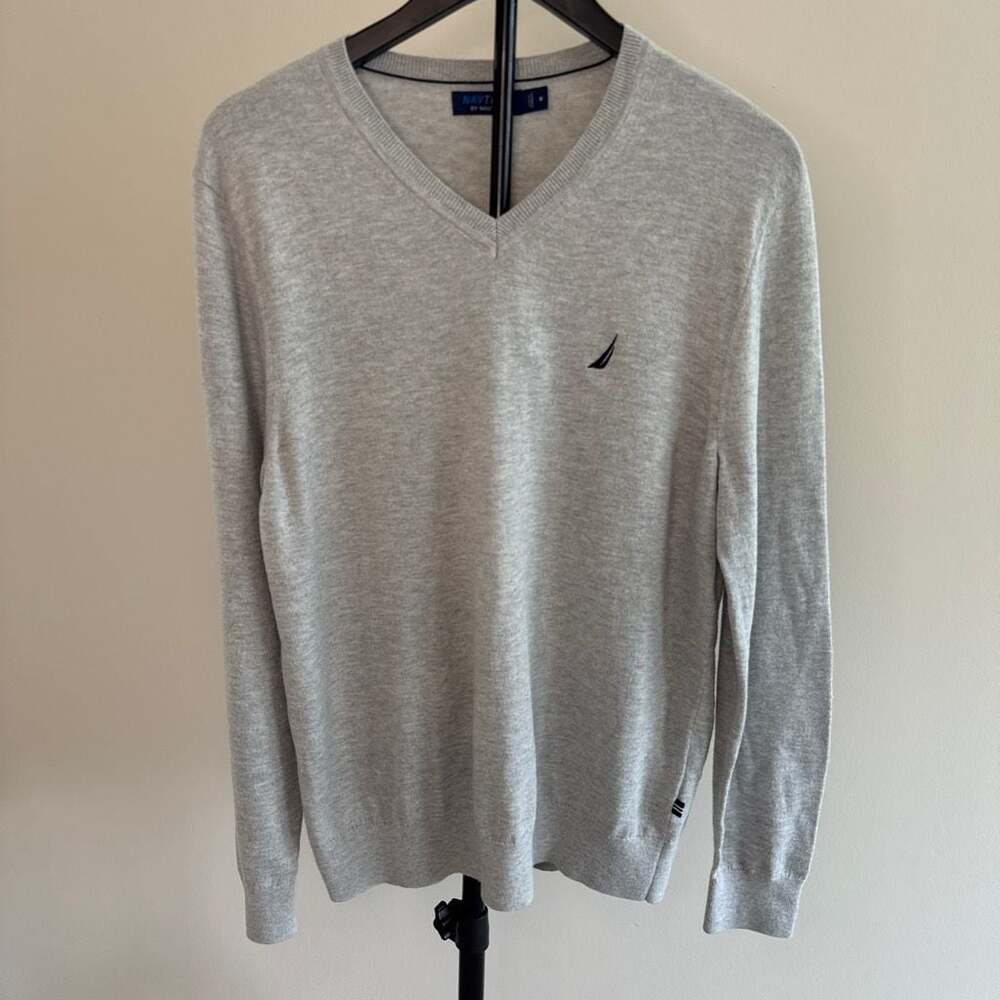 Nautica Navtech Men's Grey V-Neck Performance Pullover Sweater-M